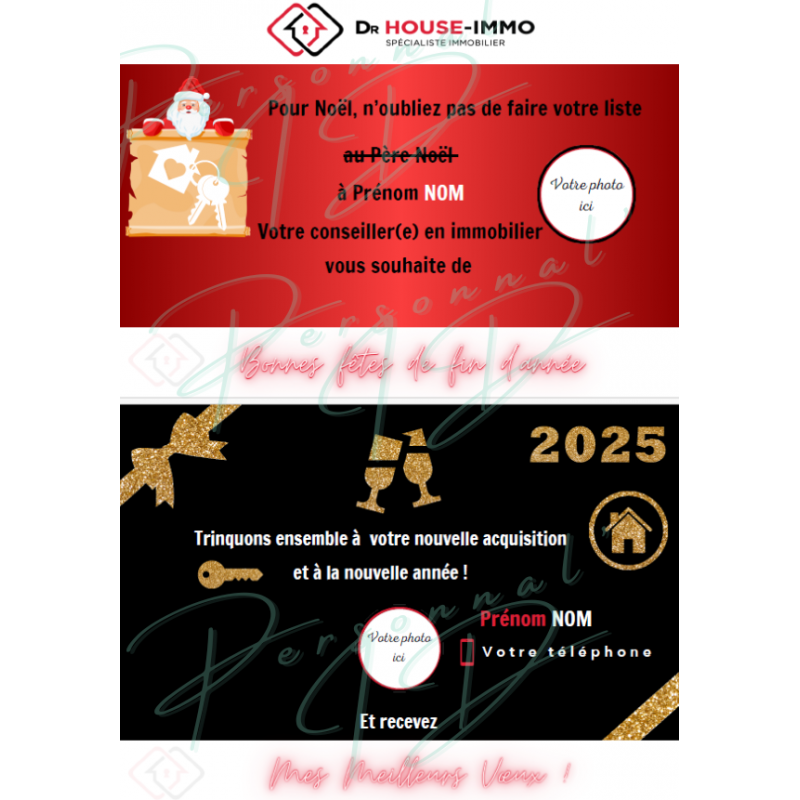 Flyer Carte Postale 2 - Noël et Fêtes de fin d'année - Réseau Dr House Immo